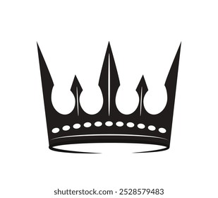 Crown icon. Silhouette of luxury tiara for princess and queen. Emperor family jewelry. Symbol of nobility, wealth and power. Flat vector illustration isolated on white background