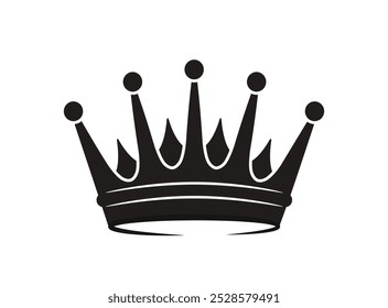 Ícone da coroa. Silhueta de tiara de luxo para princesa e rainha. Joia da família real. Idade Média e monarquia. Elemento heráldico. Ilustração de vetor plano isolada no plano de fundo branco