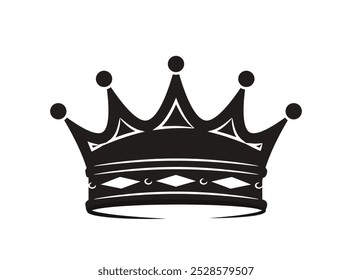 Ícone da coroa. Silhueta de tiara de luxo para príncipe e rei. Monarquia e aristocracia. Emblema ou logótipo da empresa. Elemento heráldico. Ilustração de vetor plano isolada no plano de fundo branco