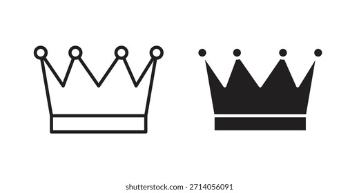 Diseños de Vector de silueta de icono de corona. Trazos editables