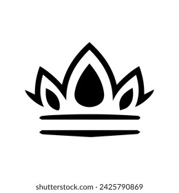 Crown Icon. A simple, black silhouette of a royal crown. Vector illustration isolated on white background. Ideal for logos, emblems, insignia. Can be used in branding, web design. 