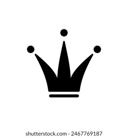 Crown icon. Simple design. Black color. Vector illustration.