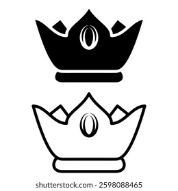 crown icon, simple flat style, illustration, logo sign symbol pictogram template, for ui or ux isolated on white for mobile app, editable