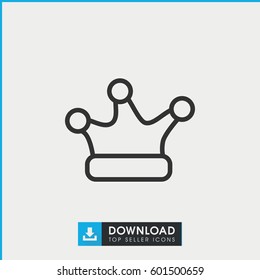 crown icon. simple outline crown vector icon. on white background.