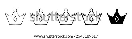 crown icon Simple thin line logo set