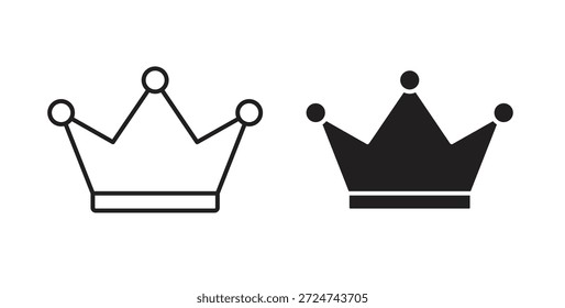 Vectores simples del icono de la corona en negro, convenientes para los proyectos