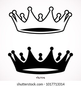 Crown icon. Single high quality outline symbol for web design or mobile app. Black outline pictogram on white background