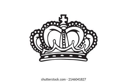 Crown icon. Single high quality outline symbol for web design or mobile app. Black outline pictogram on white background