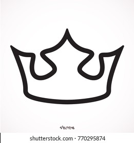Crown icon. Single high quality outline symbol for web design or mobile app. Black outline pictogram on white background