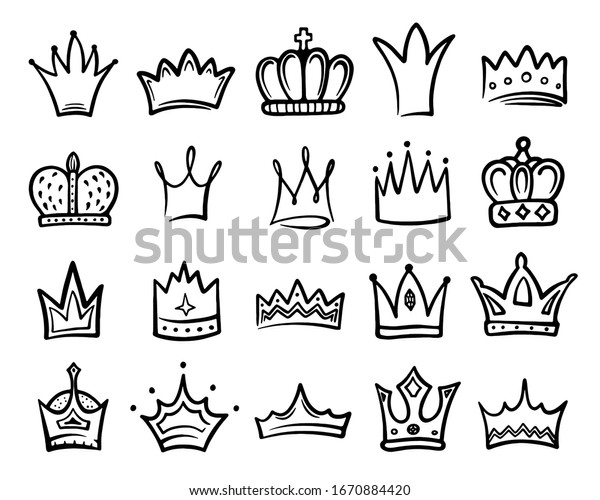 Crown Icon Sketch Set King Queen Stock Vector (Royalty Free) 1670884420 ...