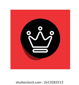 Crown icon stiker vector template with shadow on red background