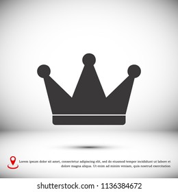 crown icon, stock vector illustration flat design style