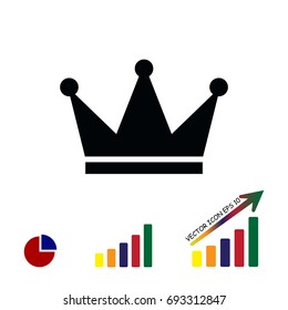 crown icon, stock vector illustration flat design style