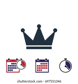 crown icon, stock vector illustration flat design style