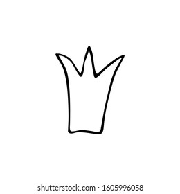 Crown icon in the style of doodle black and white illustration vector