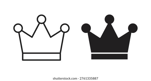 Crown icon suitable. Simple outline and solid style icon EPS10
