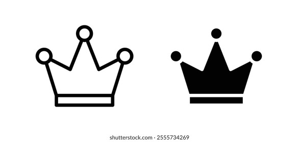 Crown icon symbol collection on white background.
