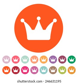The crown icon. Crown symbol. Flat Vector illustration. Button Set