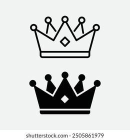  Crown icon.  Crown symbol isolated on white background.  Crown sign. vector illustration.