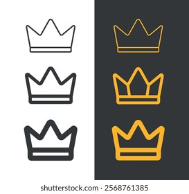 Crown icon. Symbol of power, king or VIP status. Attribute of privilege or bonuses. Icon for web.