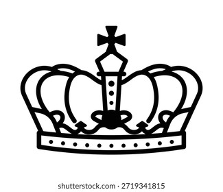 Crown icon, symbolizing royalty, power, leadership, achievement, and prestige. Conceptual representation of authority, honor, and success.