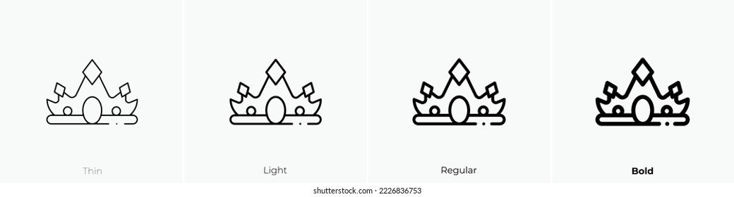 crown icon. Thin, Light Regular And Bold style design isolated on white background