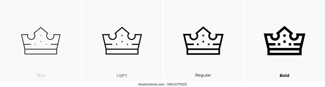crown icon. Thin, Light Regular And Bold style design isolated on white background