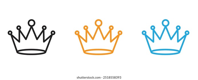 Ícone de coroa Conjunto de ilustrações de linha fina