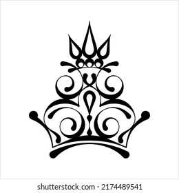 Crown Icon, Traditional Head Adornment Vector Art Illustration