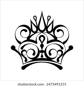 Crown Icon, Traditional Head Adornment Vector Art Illustration