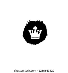 Crown Icon in trendy flat style on black ink spot on white background. Vector illustration.