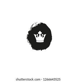Crown Icon in trendy flat style on black ink spot on white background. Vector illustration.