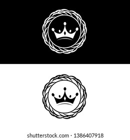 Crown Icon in trendy flat style isolated on black and white background
