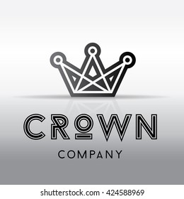 Crown icon with typography. Elegant minimal style icon. Can be used as logo. Vector illustration.