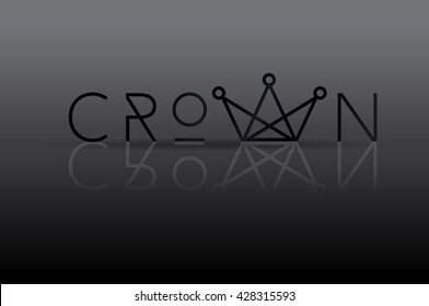 Crown icon with typography. Elegant minimal style icon. Can be used as logo. Vector illustration.