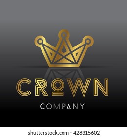 Crown icon with typography. Elegant minimal style icon. Can be used as logo. Vector illustration.