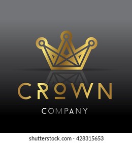 Crown icon with typography. Elegant minimal style icon. Can be used as logo. Vector illustration.