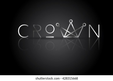 Crown icon with typography. Elegant minimal style icon. Can be used as logo. Vector illustration.