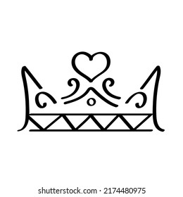 Crown icon vector in doodle style. Outlines royal family sign. Simple diadems for princess. Luxury accessories for prince. Imperial attributes as graffiti hand drawn. King and queen crown as sketch. 