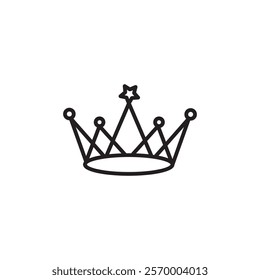 Crown icon Vector flat thin line illustration