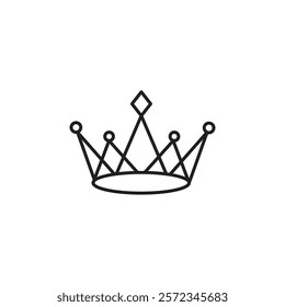 Crown icon Vector flat thin line illustration