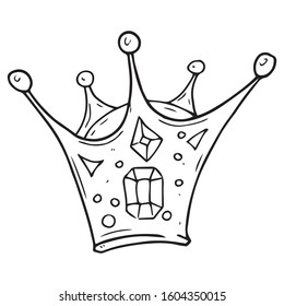 Crown Icon. Vector illustration of a cartoon crown. Hand drawn children's toy crown.