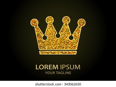 Crown  icon. Vector Illustration. Design logo element. Isolated on black  background.