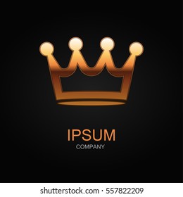 Crown icon. Vector Illustration. Design logo element. Isolated on black background.