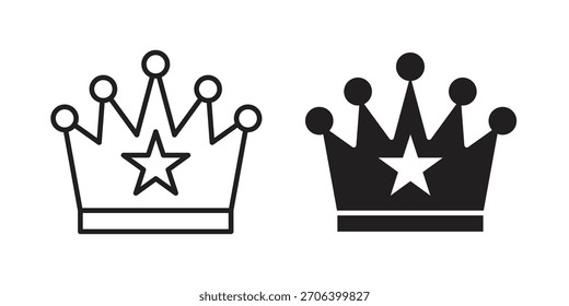 Ilustração do vetor de ícone da coroa. Design plano. Símbolos de vetor de design gráfico.