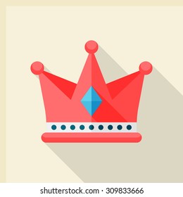 Crown icon, vector illustration. Flat design style with long shadow,eps10