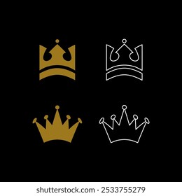 crown icon  vector  illustration on black background
