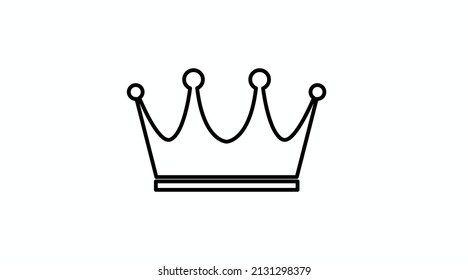 Crown Icon. Vector isolated linear black and white crown illustration