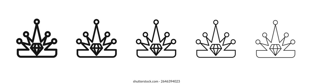 Crown icon vector outline set illustration sign