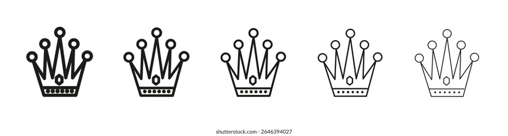 Crown icon vector outline set illustration sign